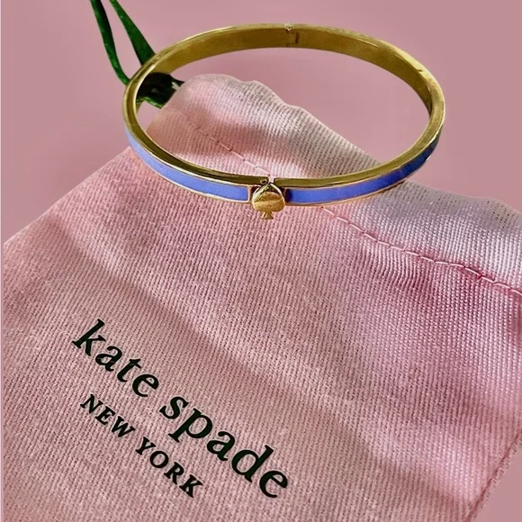 kate spade EUC Bracelet Gold w/Lavender Enamel/hinged w/Spade click closure - Picture 7 of 11